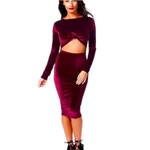 Missguided Beautiful Velvet Deep Red Dress